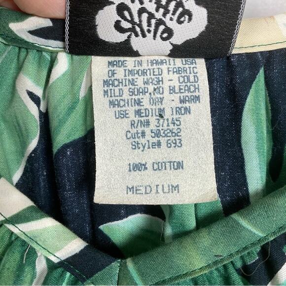 Hilo Hattie Vintage Green Tropical Print Ruffle Maxi Dress Sz.M - Picture 10 of 11